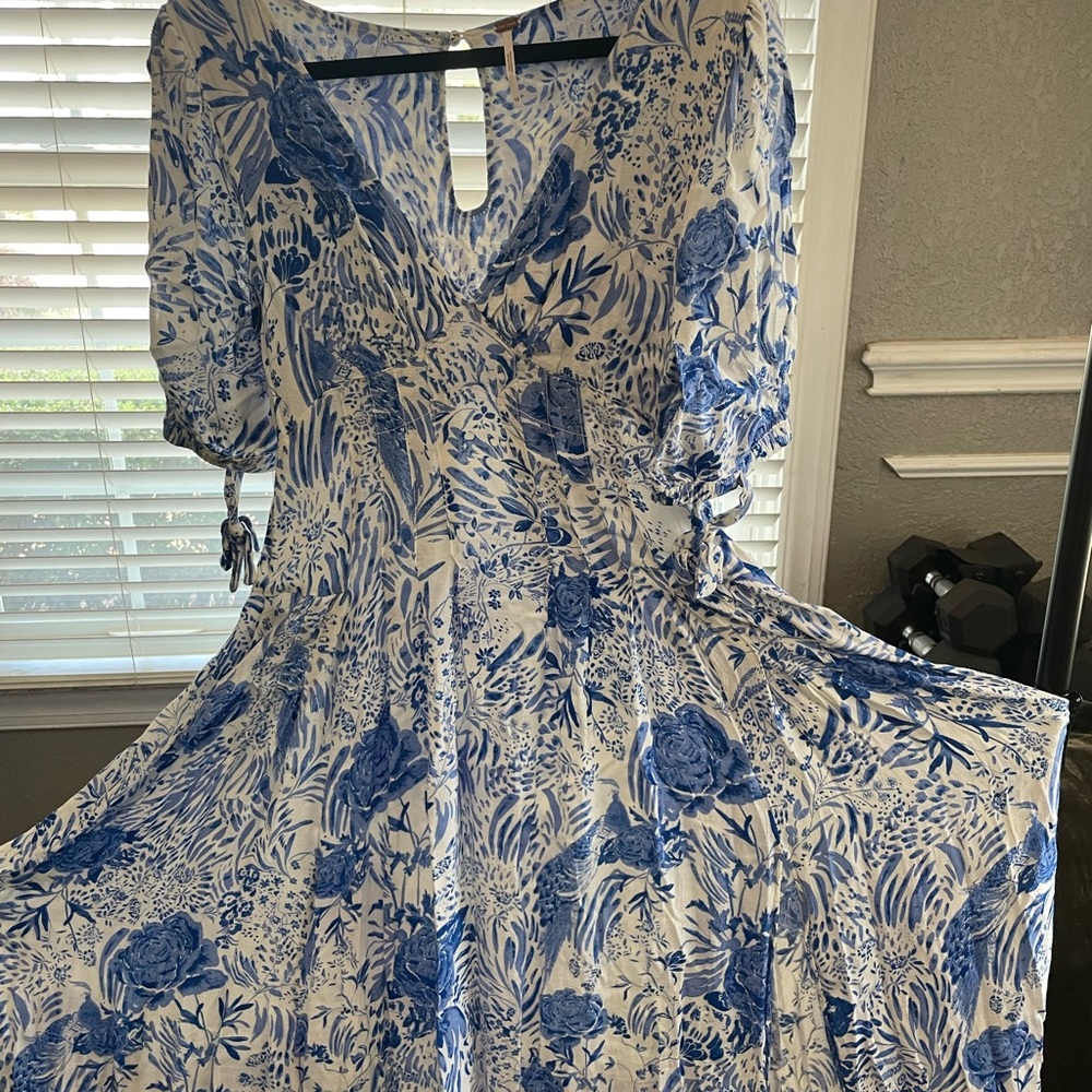 Free People Blue and White Floral Maxi Dress